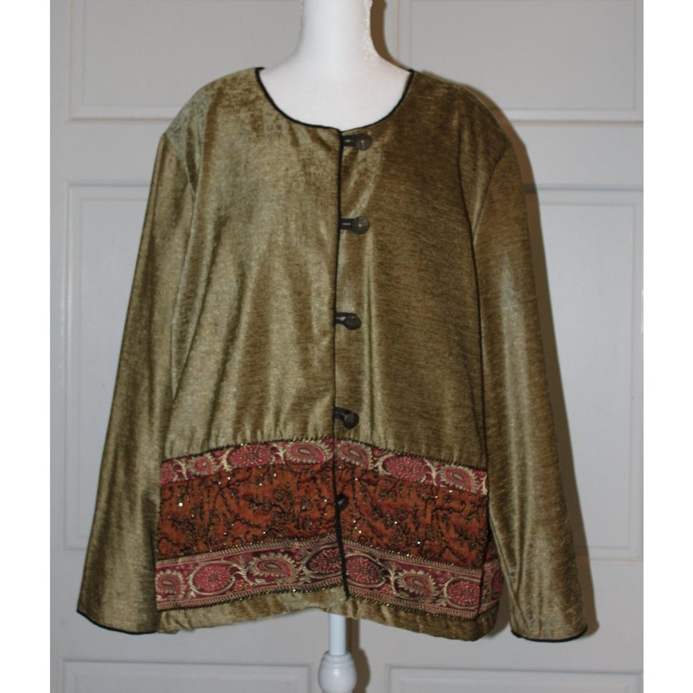 Green/Brown Button Up Blouse